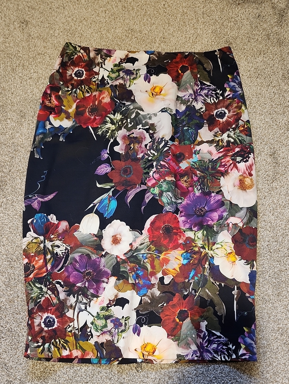 Floral Pencil Skirt - Black Multi